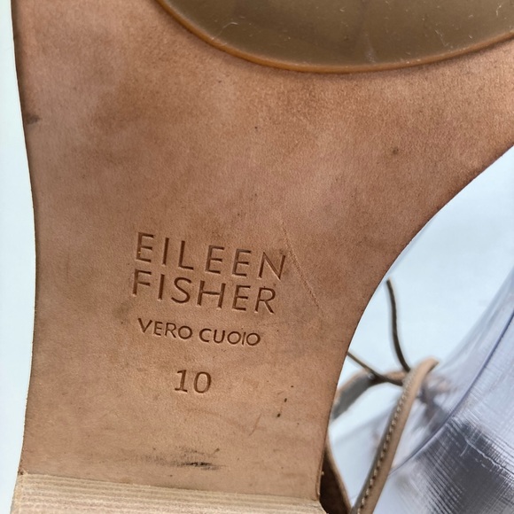 Eileen Fisher Cream Leather Heeled Slingbacks size 10 - Picture 13 of 16